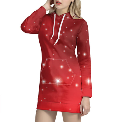 Shiny Sparkle Print Hoodie Dress