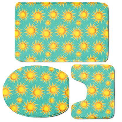 Shiny Sun Pattern Print 3 Piece Bath Mat Set