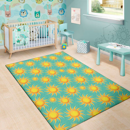 Shiny Sun Pattern Print Area Rug
