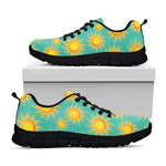 Shiny Sun Pattern Print Black Sneakers