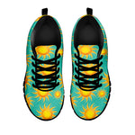 Shiny Sun Pattern Print Black Sneakers