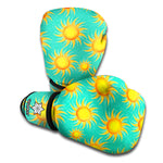 Shiny Sun Pattern Print Boxing Gloves