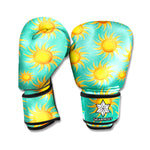 Shiny Sun Pattern Print Boxing Gloves
