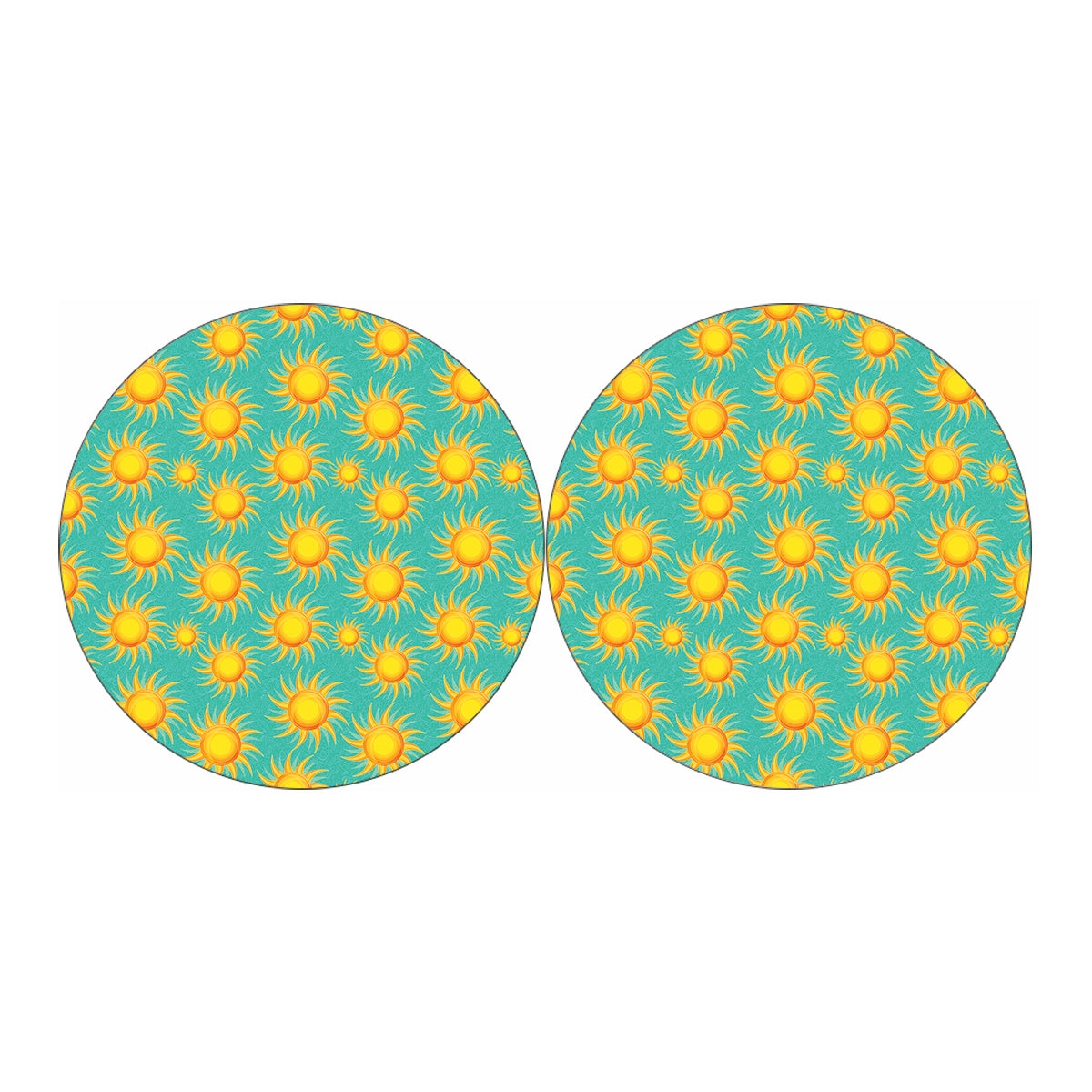 Shiny Sun Pattern Print Car Coasters