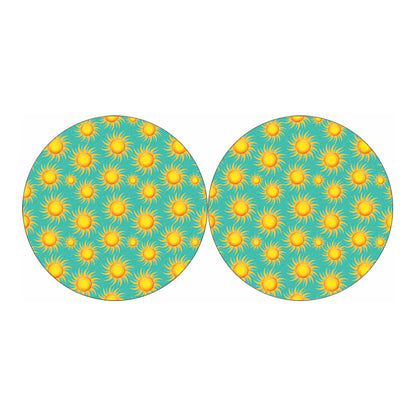 Shiny Sun Pattern Print Car Coasters