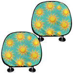 Shiny Sun Pattern Print Car Headrest Covers