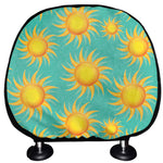 Shiny Sun Pattern Print Car Headrest Covers