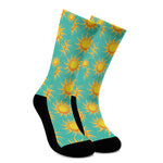 Shiny Sun Pattern Print Crew Socks