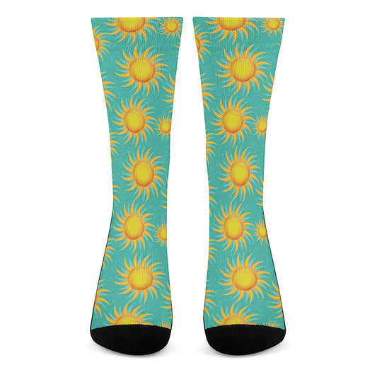Shiny Sun Pattern Print Crew Socks