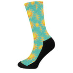 Shiny Sun Pattern Print Crew Socks