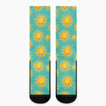 Shiny Sun Pattern Print Crew Socks