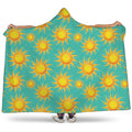 Shiny Sun Pattern Print Hooded Blanket