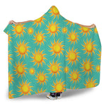 Shiny Sun Pattern Print Hooded Blanket