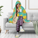 Shiny Sun Pattern Print Hooded Blanket