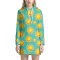 Shiny Sun Pattern Print Pullover Hoodie Dress