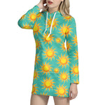 Shiny Sun Pattern Print Hoodie Dress