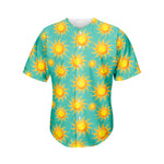 Shiny Sun Pattern Print Men's Baseball Jersey