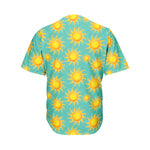 Shiny Sun Pattern Print Men's Baseball Jersey