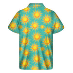 Shiny Sun Pattern Print Men's Short Sleeve Shirt
