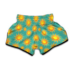 Shiny Sun Pattern Print Muay Thai Boxing Shorts
