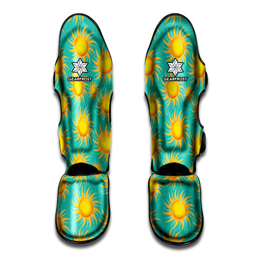 Shiny Sun Pattern Print Muay Thai Shin Guard