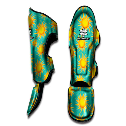 Shiny Sun Pattern Print Muay Thai Shin Guard