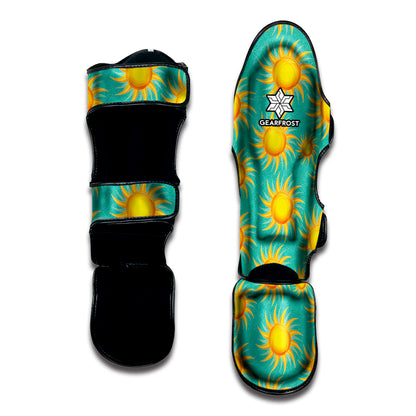 Shiny Sun Pattern Print Muay Thai Shin Guard