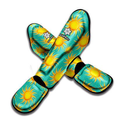 Shiny Sun Pattern Print Muay Thai Shin Guard