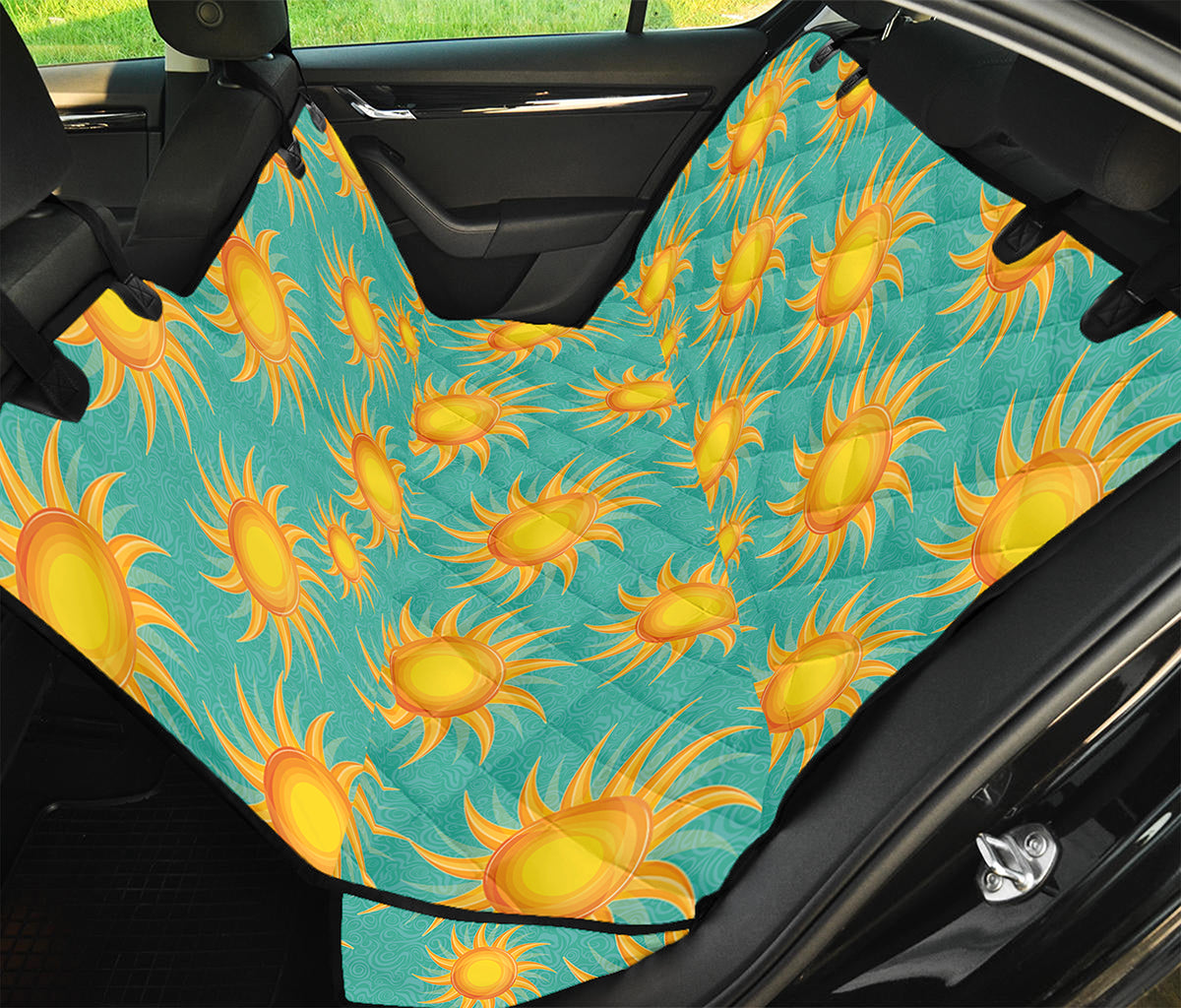 Shiny Sun Pattern Print Pet Car Back Seat Cover