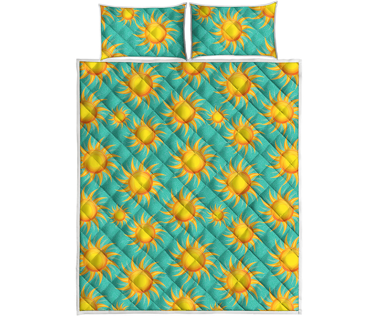 Shiny Sun Pattern Print Quilt Bed Set