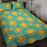 Shiny Sun Pattern Print Quilt Bed Set