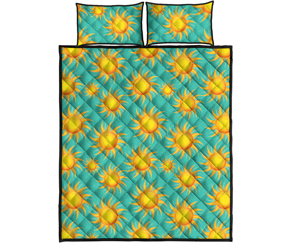 Shiny Sun Pattern Print Quilt Bed Set