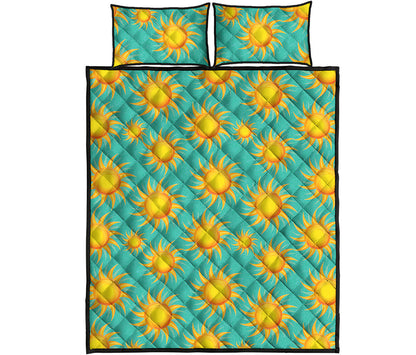 Shiny Sun Pattern Print Quilt Bed Set