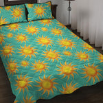 Shiny Sun Pattern Print Quilt Bed Set