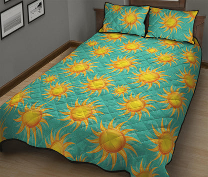 Shiny Sun Pattern Print Quilt Bed Set