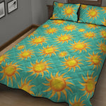 Shiny Sun Pattern Print Quilt Bed Set