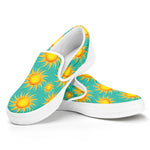 Shiny Sun Pattern Print White Slip On Shoes