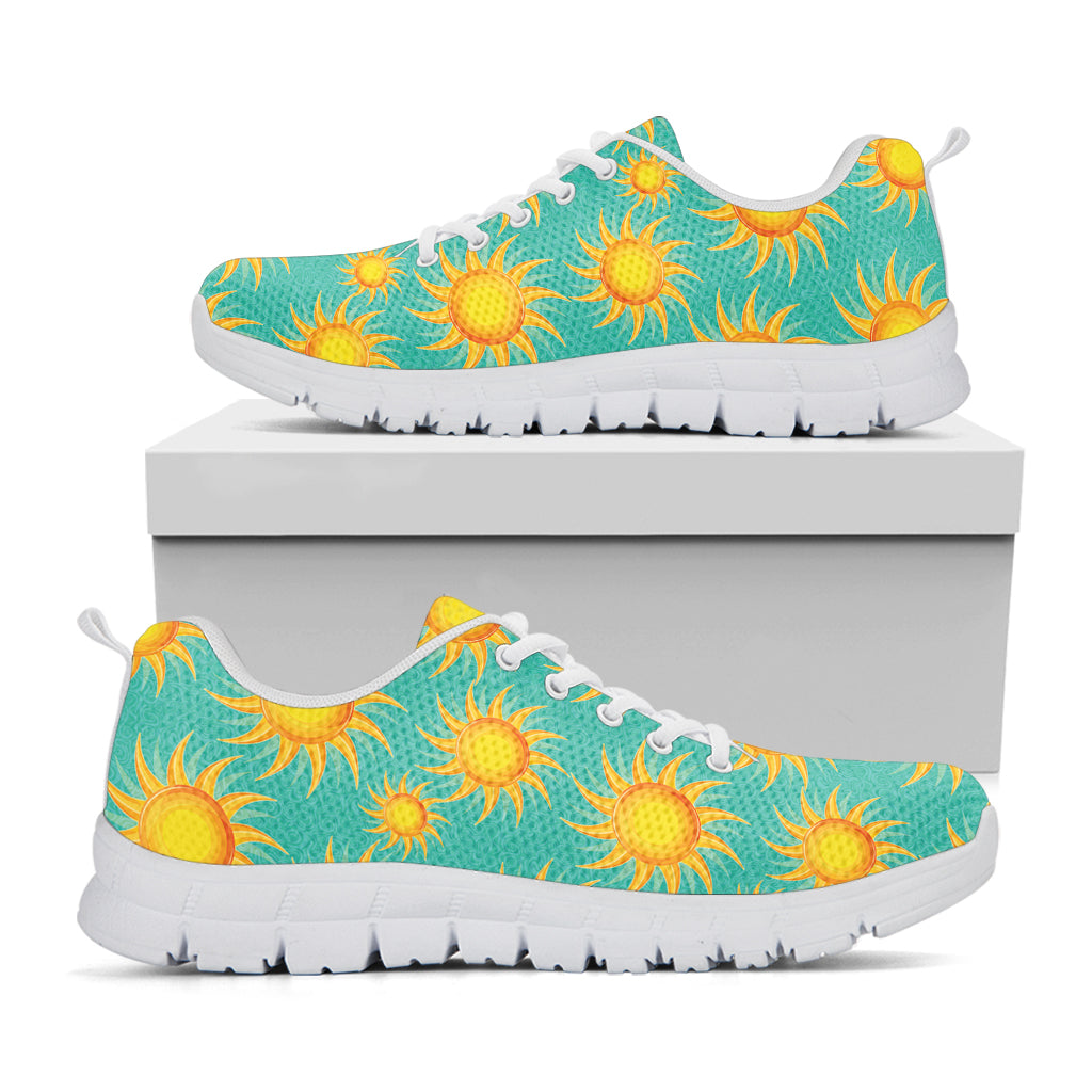 Shiny Sun Pattern Print White Sneakers