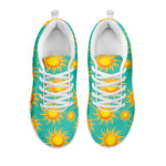 Shiny Sun Pattern Print White Sneakers
