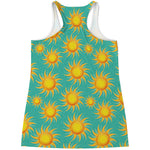 Shiny Sun Pattern Print Women's Racerback Tank Top