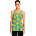 Shiny Sun Pattern Print Women's Racerback Tank Top