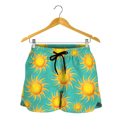 Shiny Sun Pattern Print Women's Shorts
