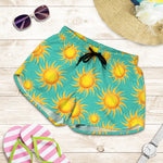 Shiny Sun Pattern Print Women's Shorts