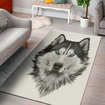 Siberian Husky Portrait Print Area Rug