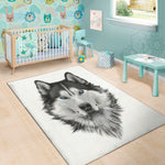 Siberian Husky Portrait Print Area Rug
