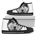 Siberian Husky Portrait Print Black High Top Sneakers
