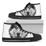 Siberian Husky Portrait Print Black High Top Shoes