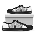 Siberian Husky Portrait Print Black Low Top Shoes 
