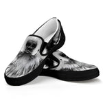 Siberian Husky Portrait Print Black Slip On Shoes