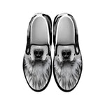 Siberian Husky Portrait Print Black Slip On Shoes